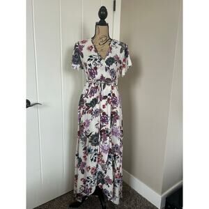 Patrons of Piece Floral Boho Hi Low Wrap Maxi Dress Size S